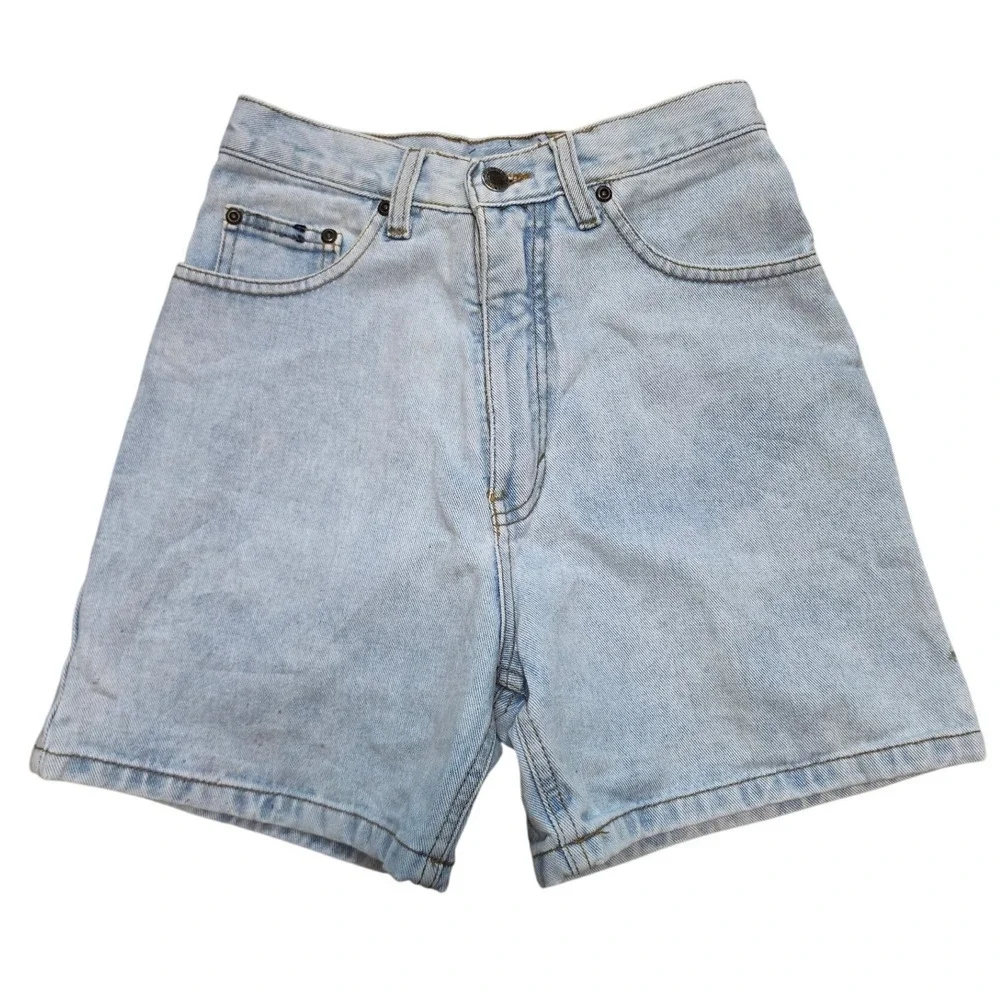 Vintage Light Wash High Waisted Denim Bermuda Shorts Light Blue Relaxed Fit